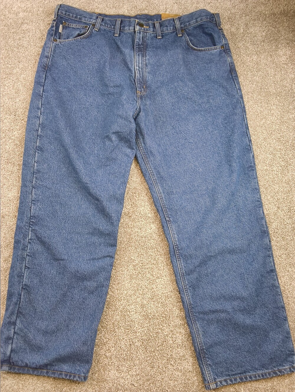 NWT Carhartt Flannel Lined Relaxed Fit Jeans Mens 44x30 Dark Blue Straight